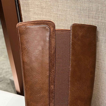 slimming fleece lined leather knee wedge boots for autu 05