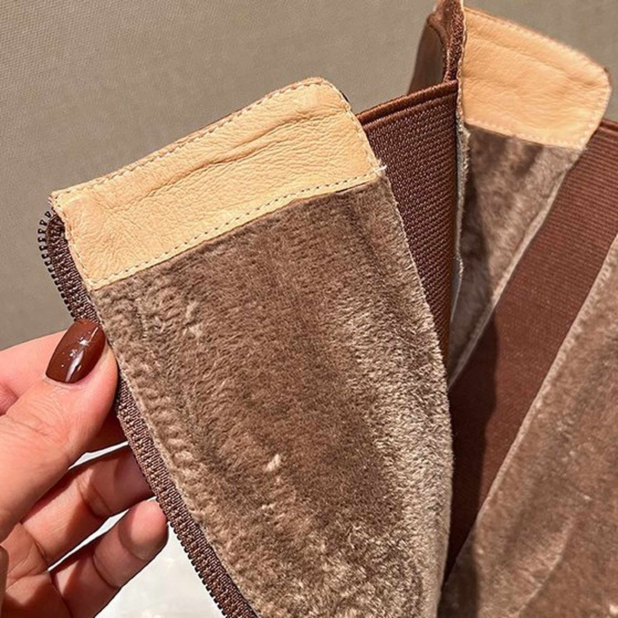 slimming fleece lined leather knee wedge boots for autu 06