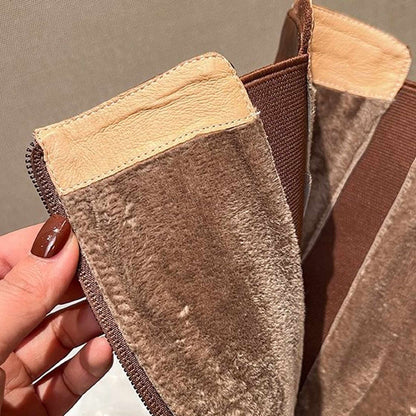 slimming fleece lined leather knee wedge boots for autu 06