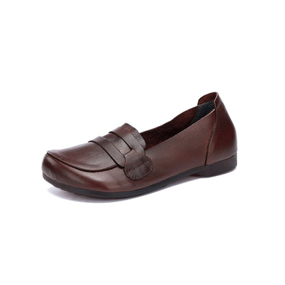 soft cowhide slip on flat loafers for spring in curry 05