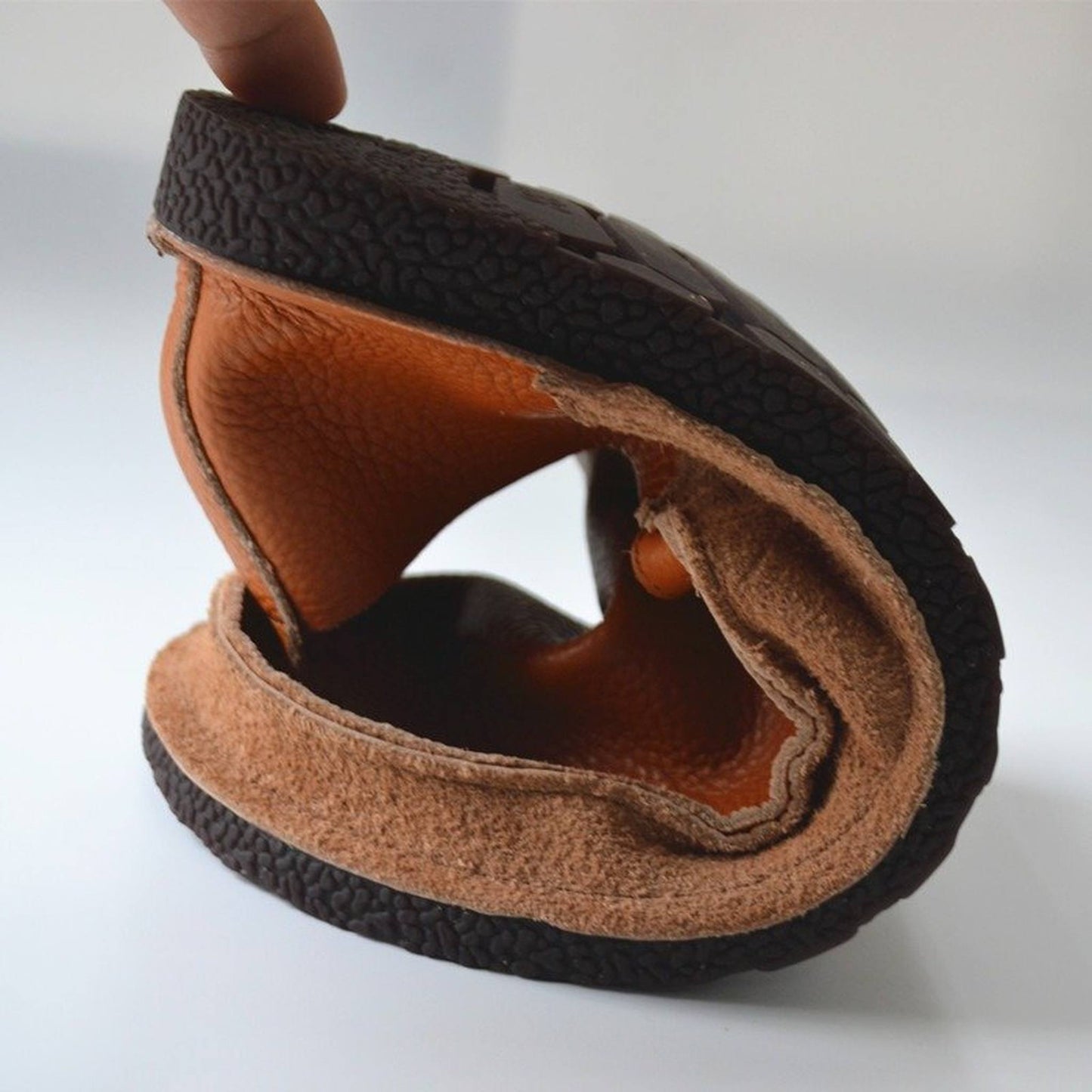 soft flat cowhide round toe deep mouth slip on shoes in 03