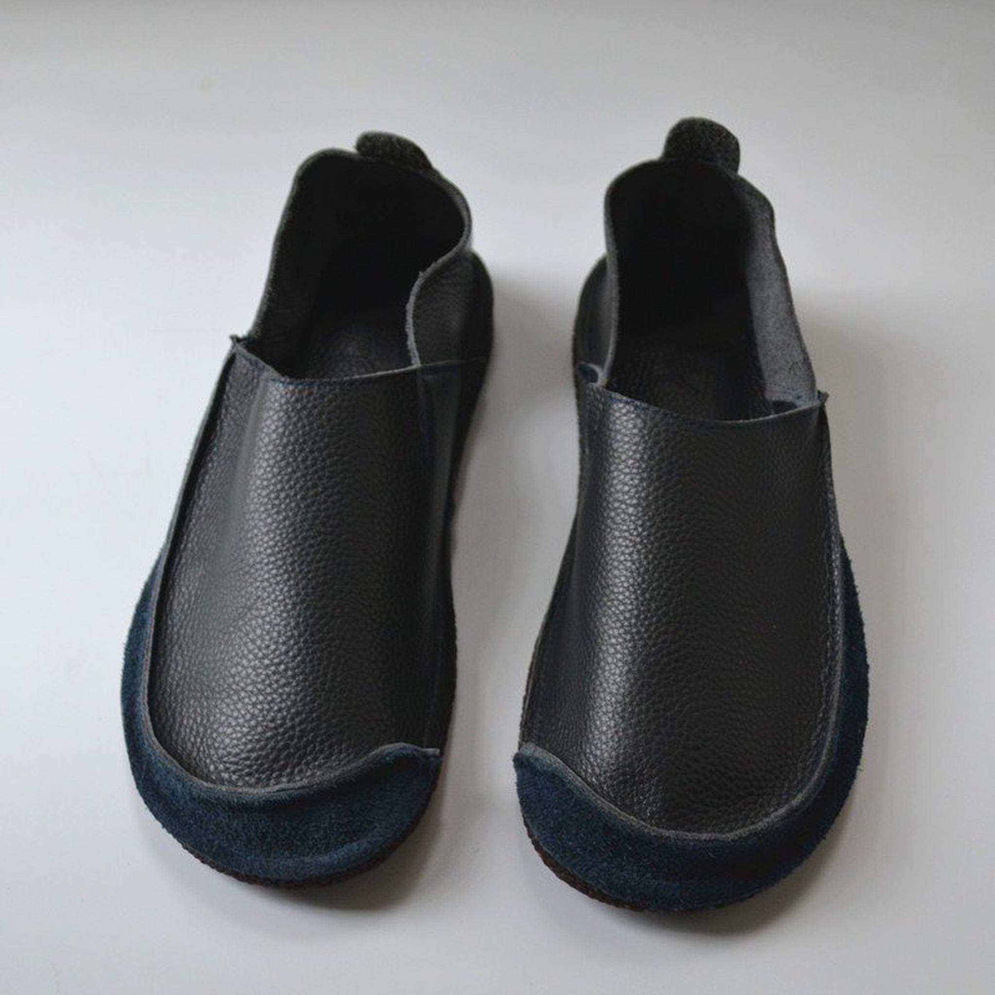 soft flat cowhide round toe deep mouth slip on shoes in 05