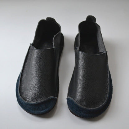 soft flat cowhide round toe deep mouth slip on shoes in 05