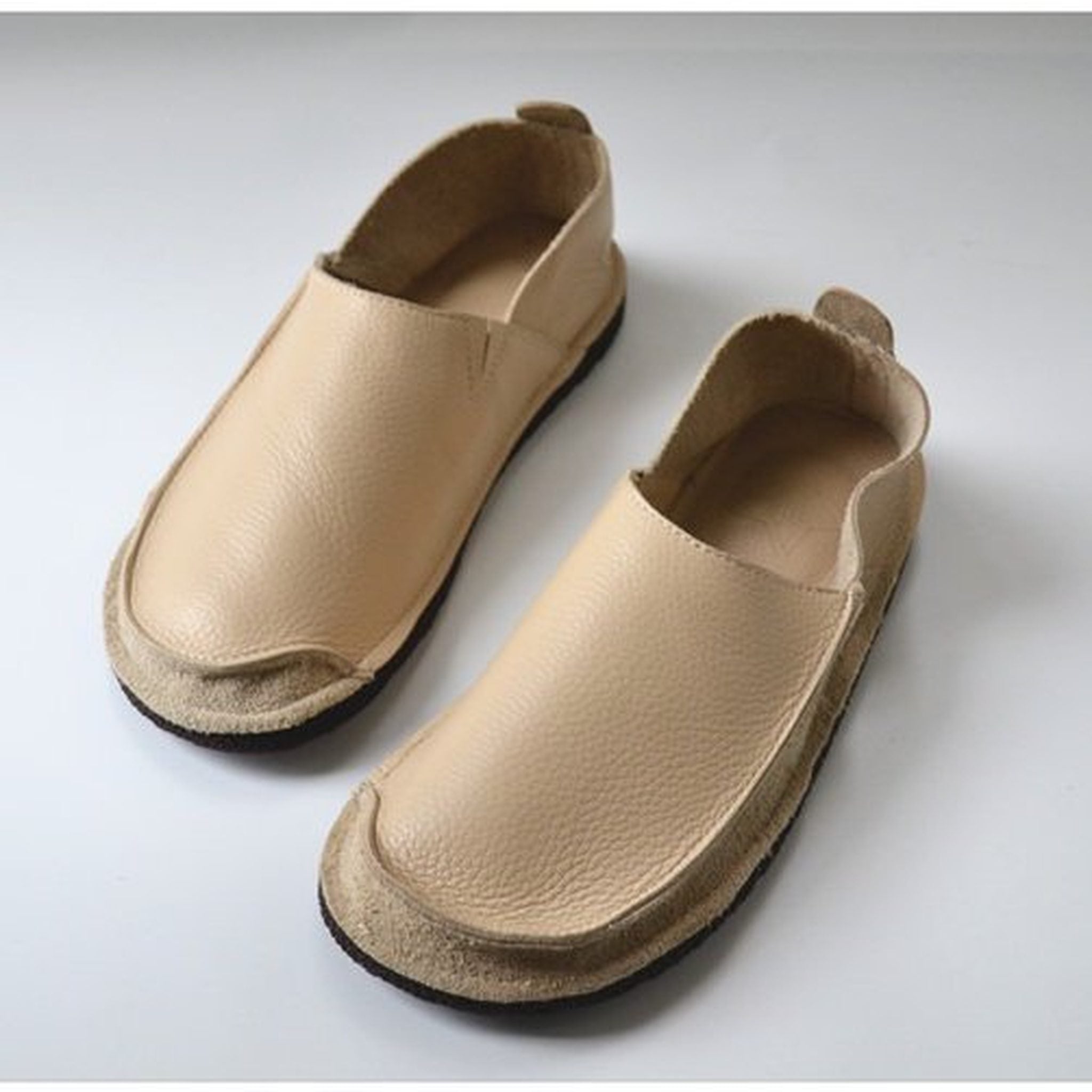 soft flat cowhide round toe deep mouth slip on shoes in 07