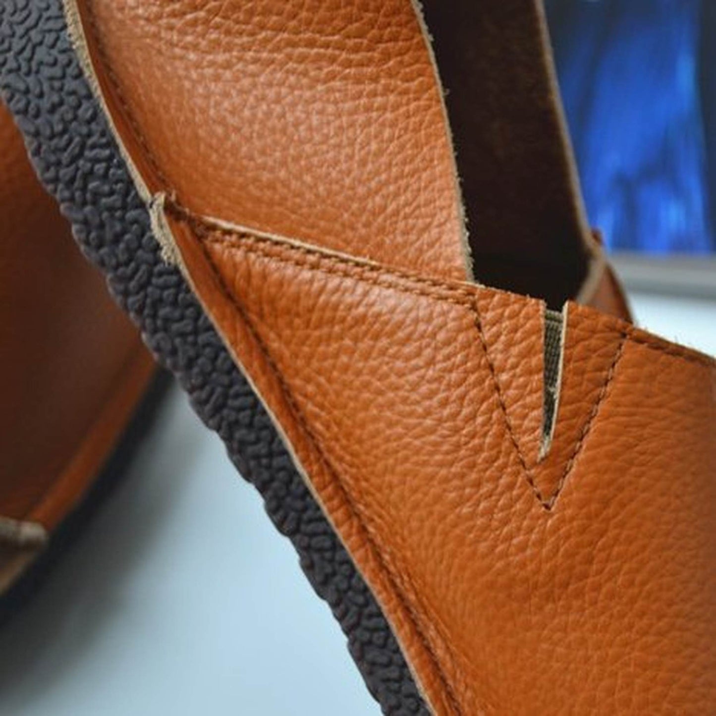 soft flat cowhide round toe deep mouth slip on shoes in 09