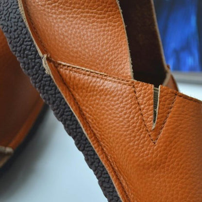 soft flat cowhide round toe deep mouth slip on shoes in 09