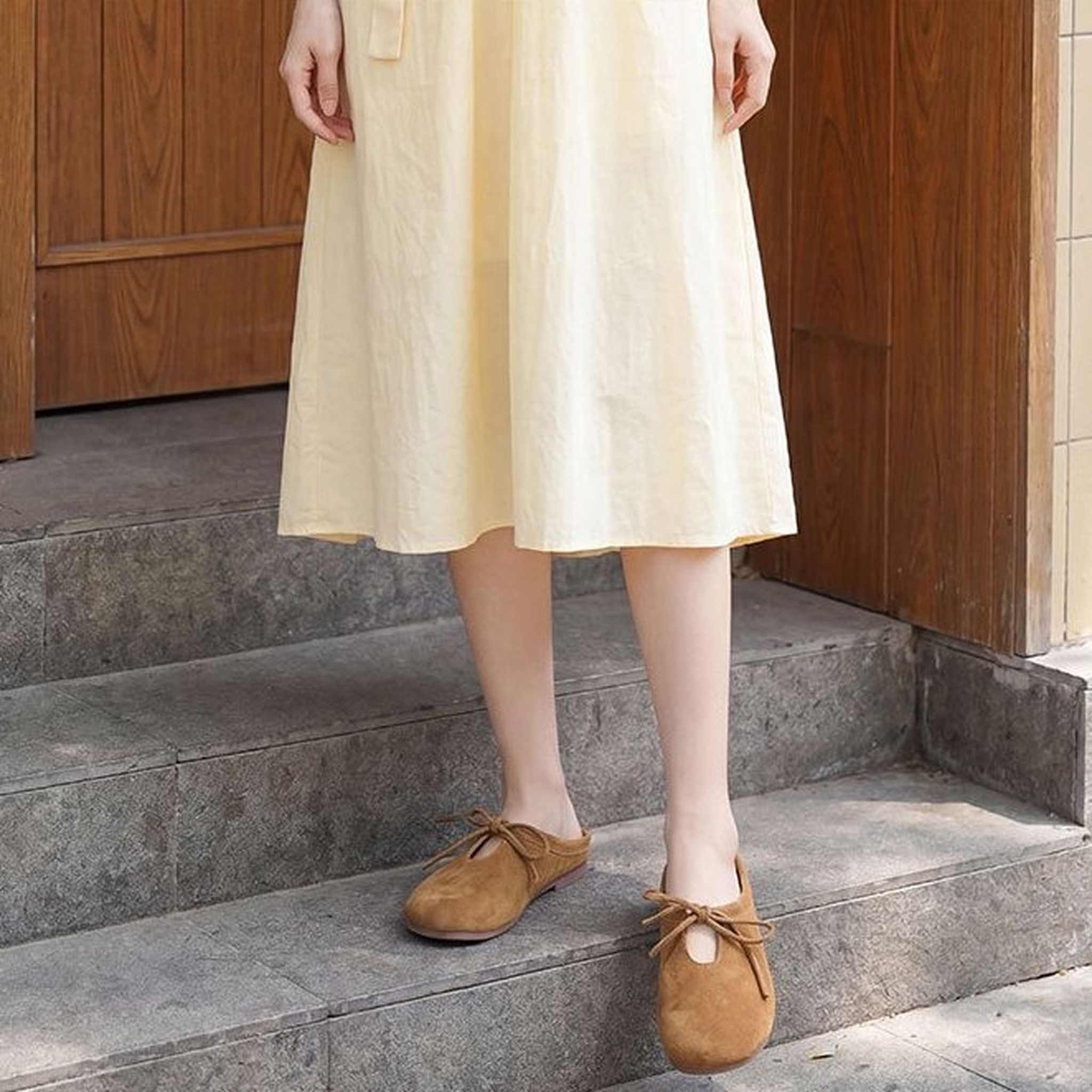 soft sheepskin closed toe half slippers for spring in l 10