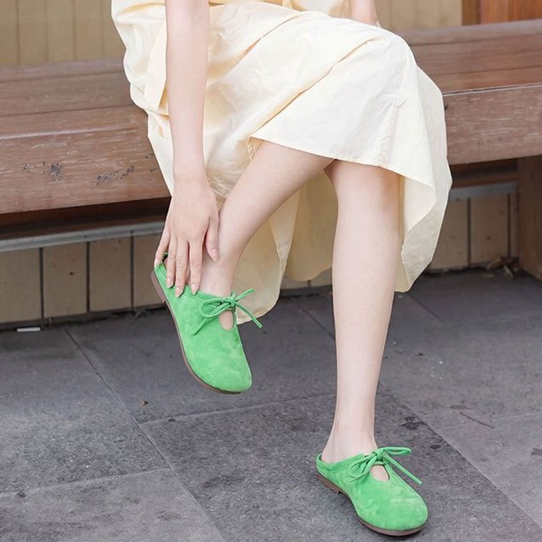 soft sheepskin closed toe half slippers for spring in l 11