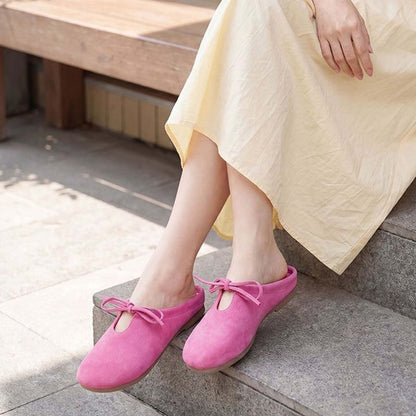 soft sheepskin closed toe half slippers for spring in l 12