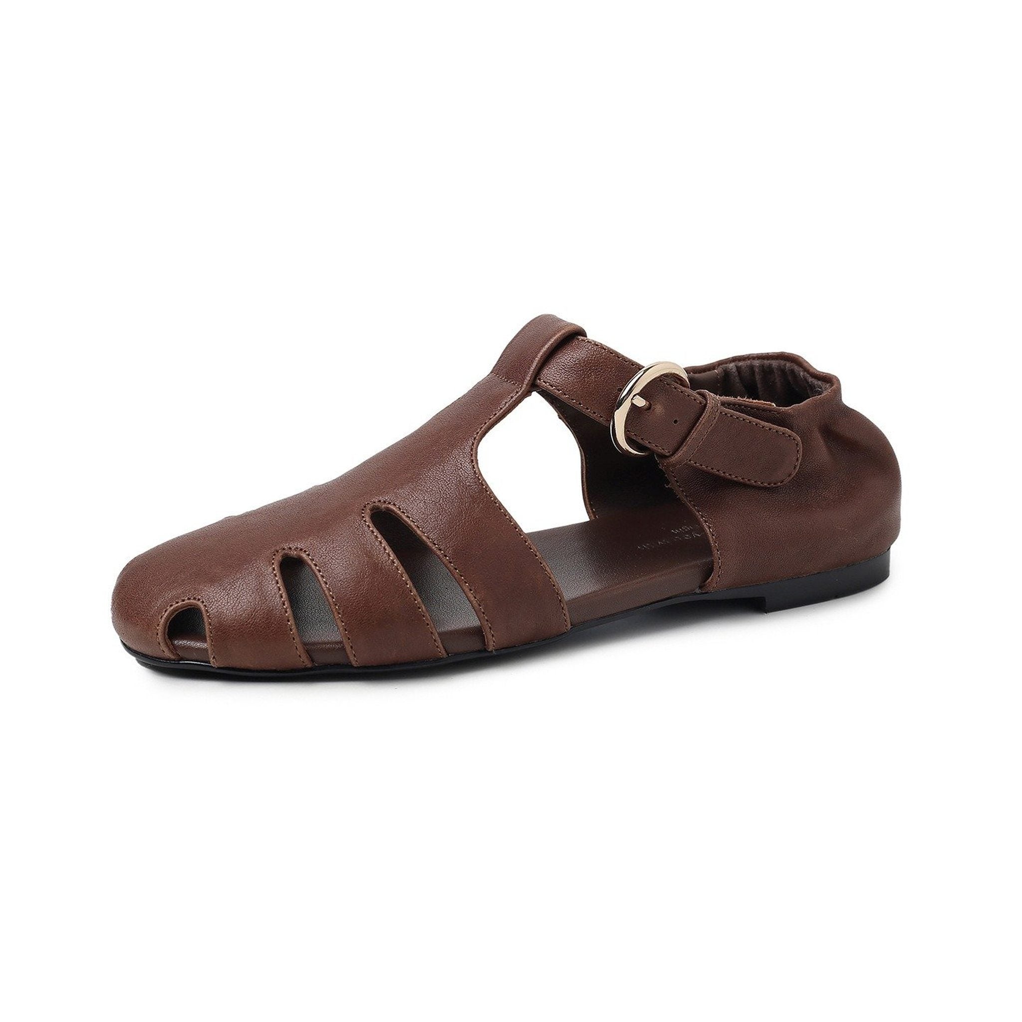 soft sheepskin hollow round toe roman flat sandals for  05