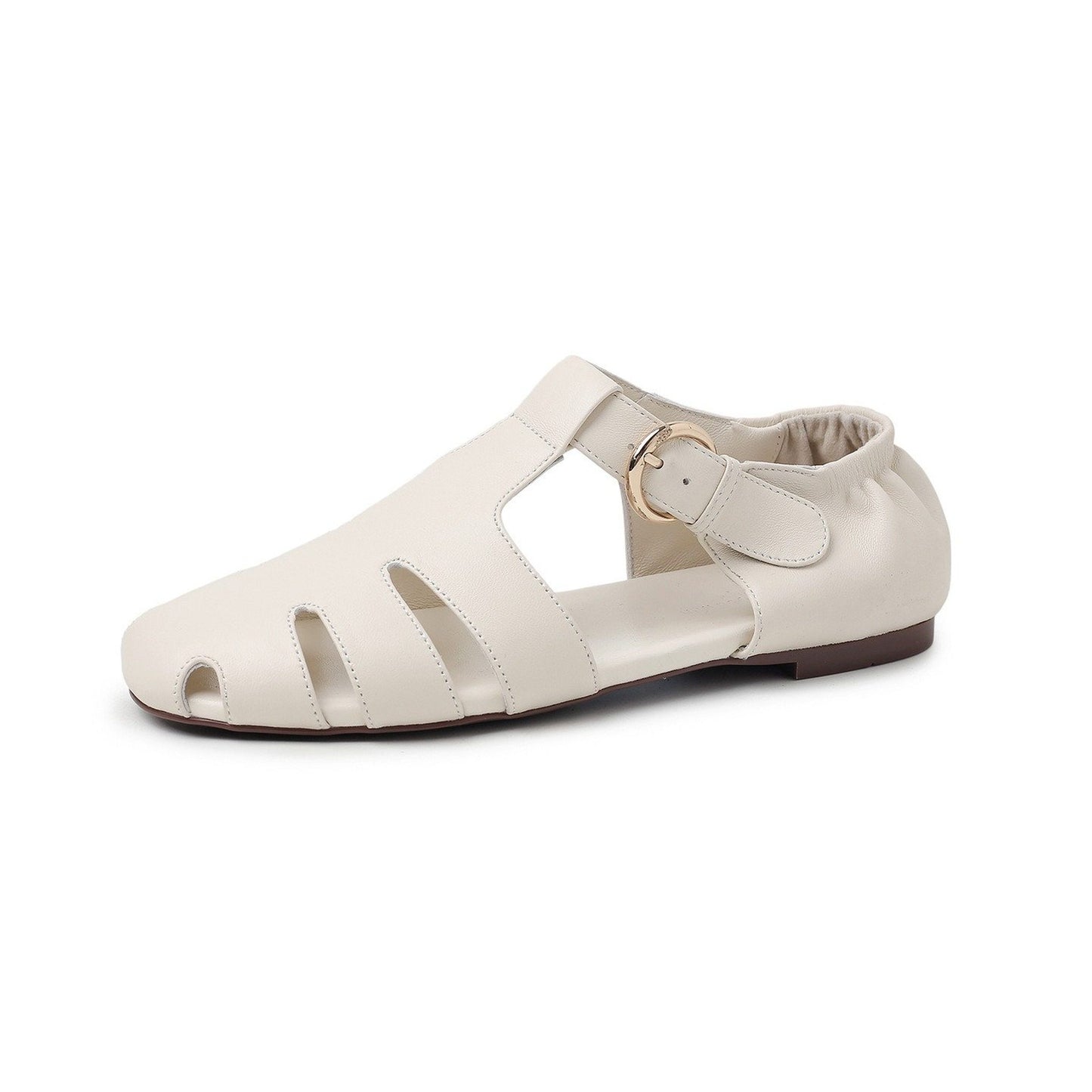 soft sheepskin hollow round toe roman flat sandals for  06