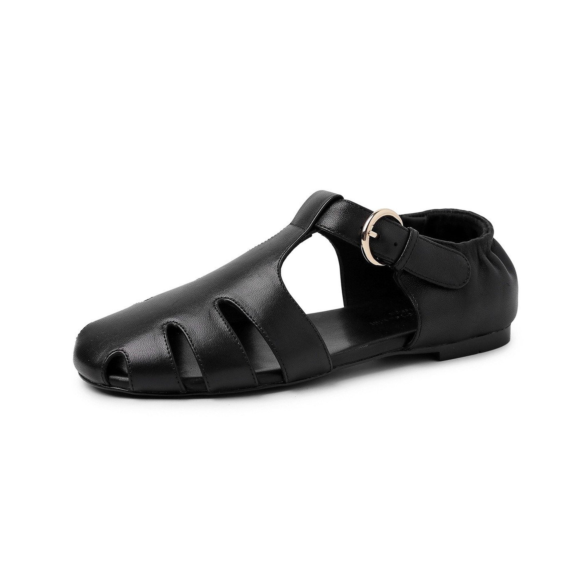 soft sheepskin hollow round toe roman flat sandals for  07