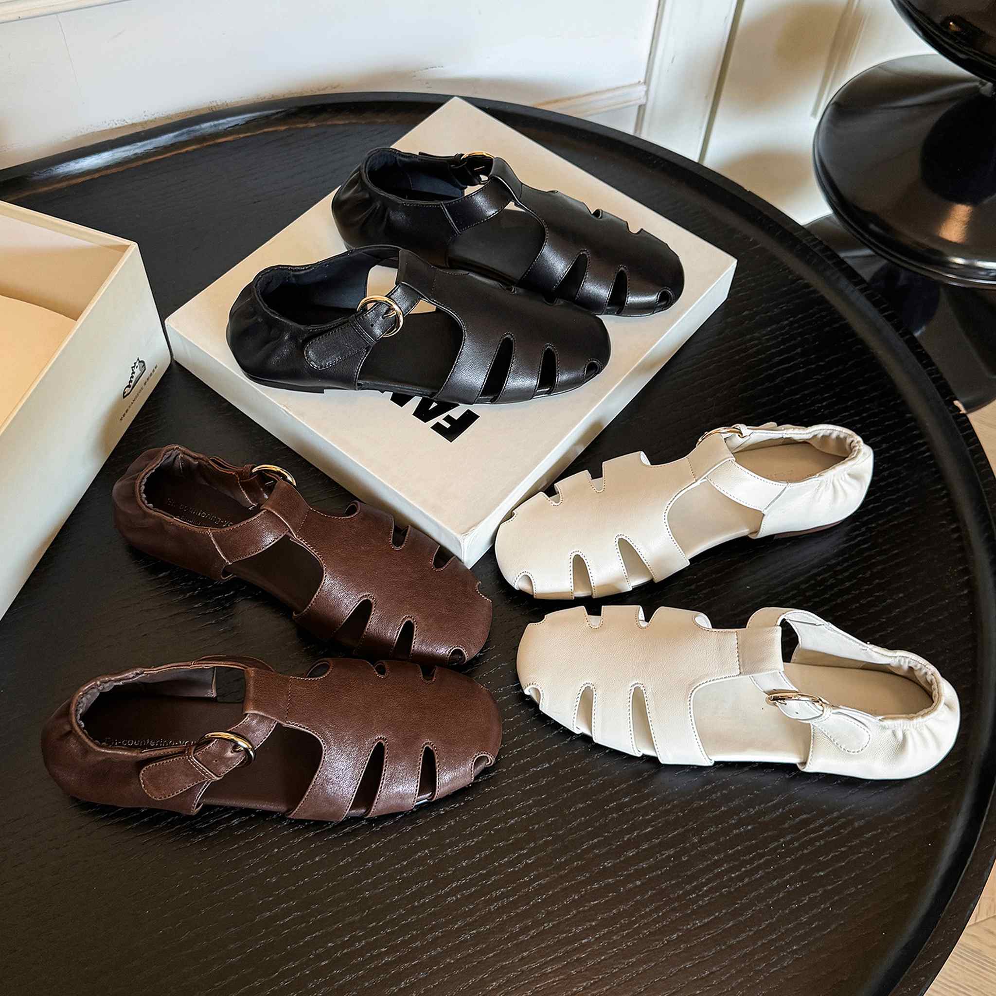 soft sheepskin hollow round toe roman flat sandals for  11
