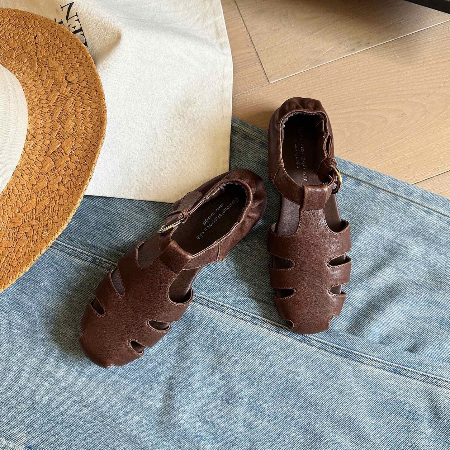 soft sheepskin hollow round toe roman flat sandals for  13