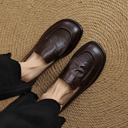 soft sheepskin round toe flat shoes for autumn in black 08