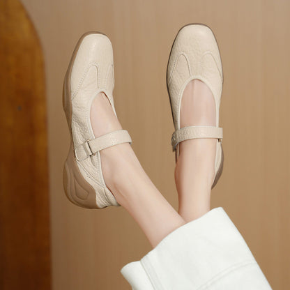 soft sheepskin thick soled round toe mary jane flats fo 05