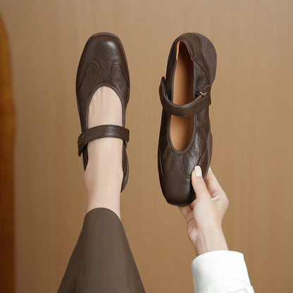 soft sheepskin thick soled round toe mary jane flats fo 08