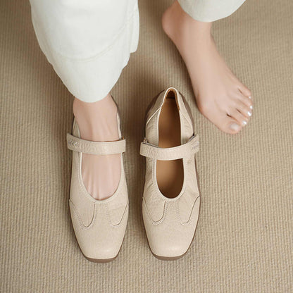 soft sheepskin thick soled round toe mary jane flats fo 09