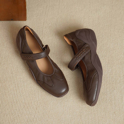 soft sheepskin thick soled round toe mary jane flats fo 10