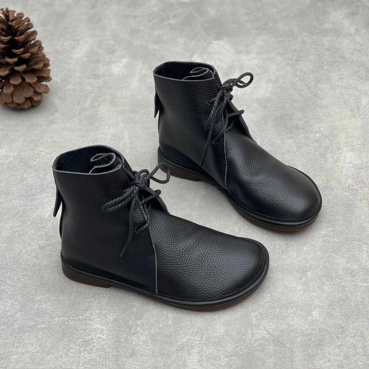 soft sole round toe british leather boots in black brow 02