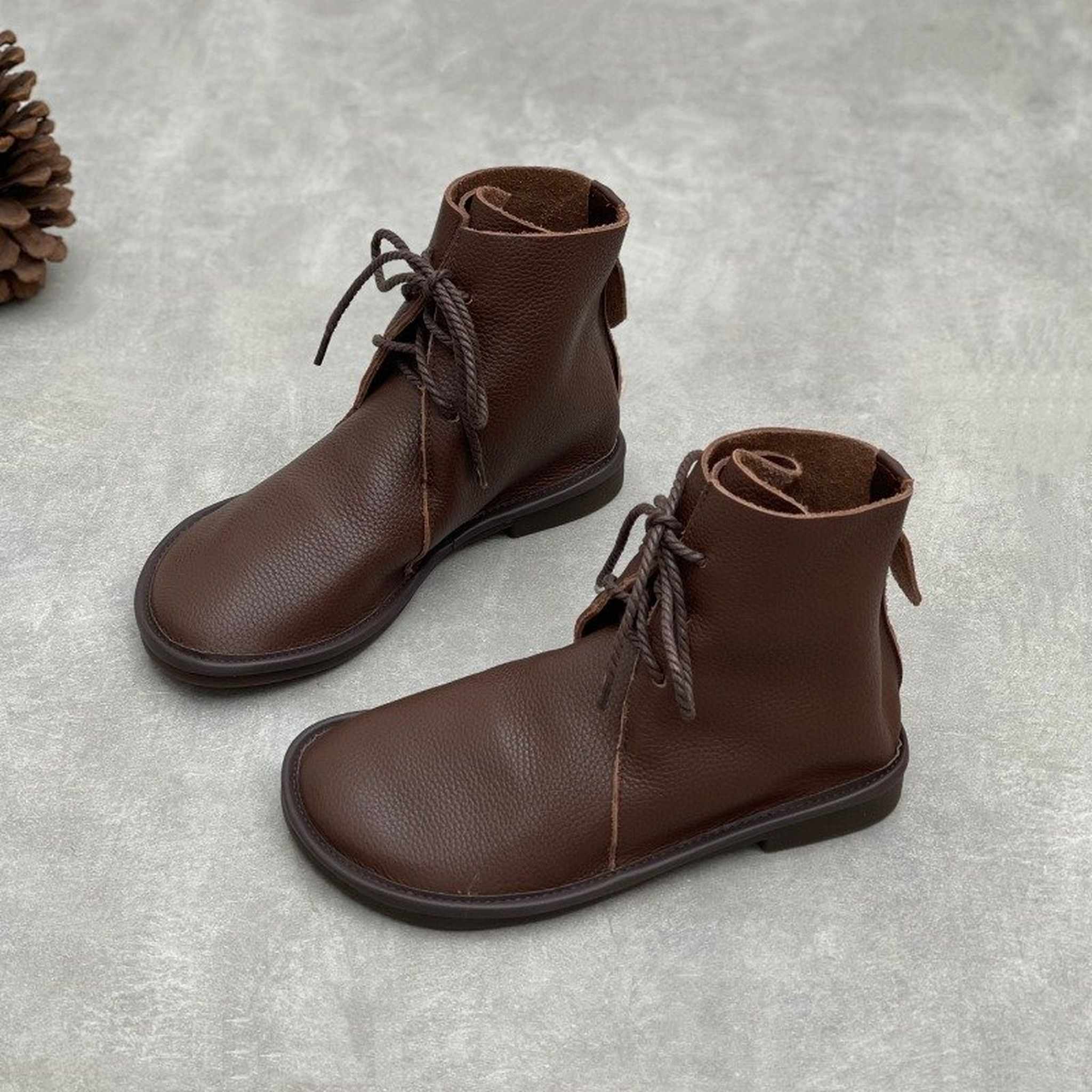 soft sole round toe british leather boots in black brow 04