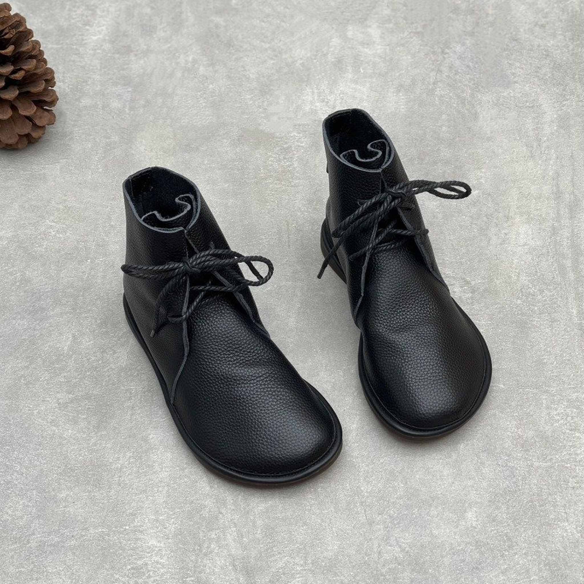 soft sole round toe british leather boots in black brow 05