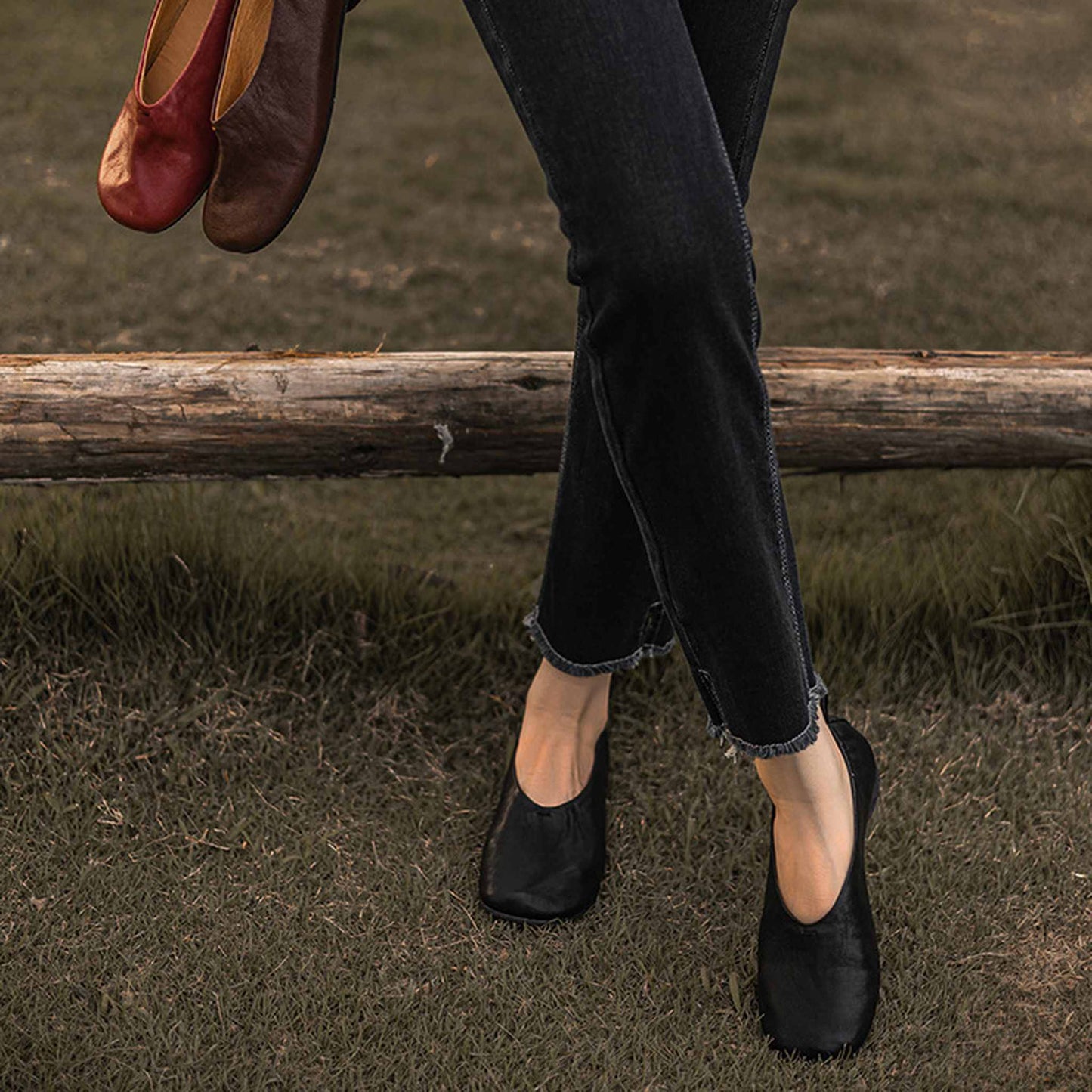 soft washed horse leather vintage round toe low heel fl 07