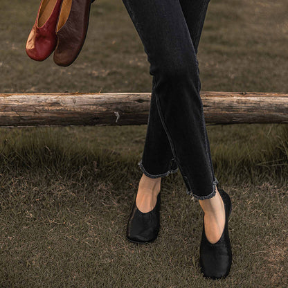 soft washed horse leather vintage round toe low heel fl 07