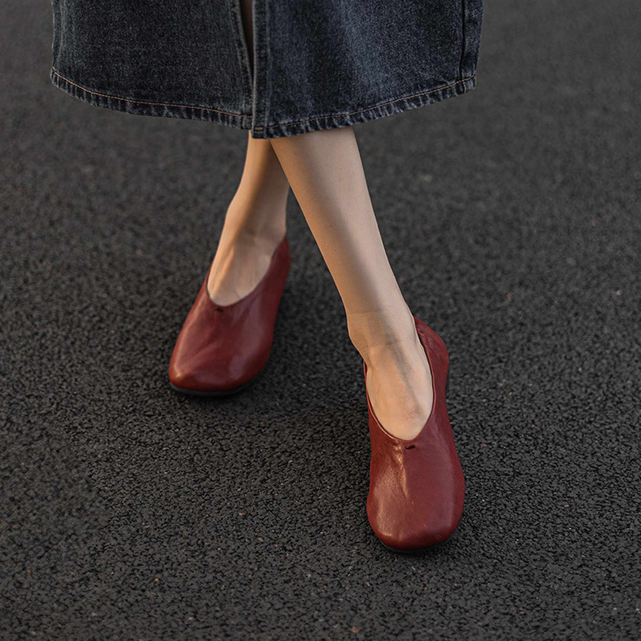 soft washed horse leather vintage round toe low heel fl 10