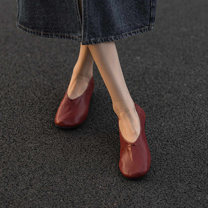 soft washed horse leather vintage round toe low heel fl 10