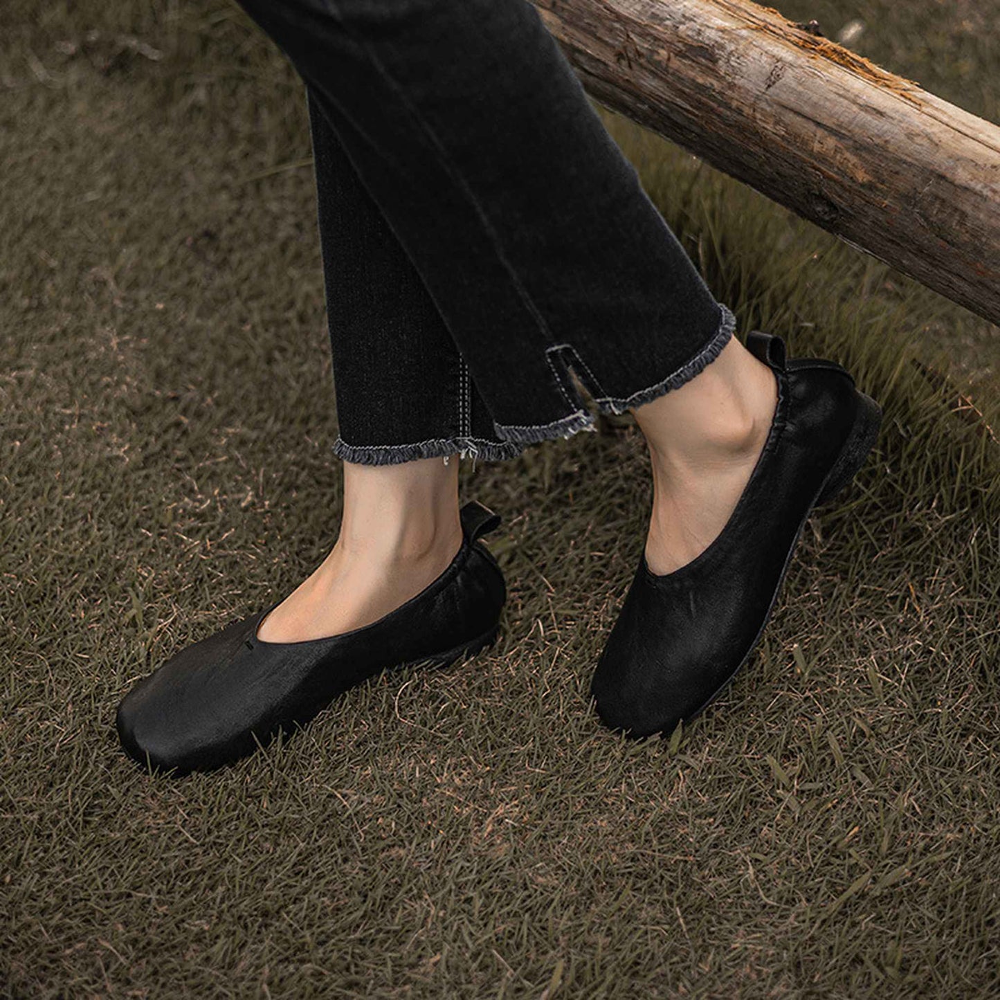 soft washed horse leather vintage round toe low heel fl 11