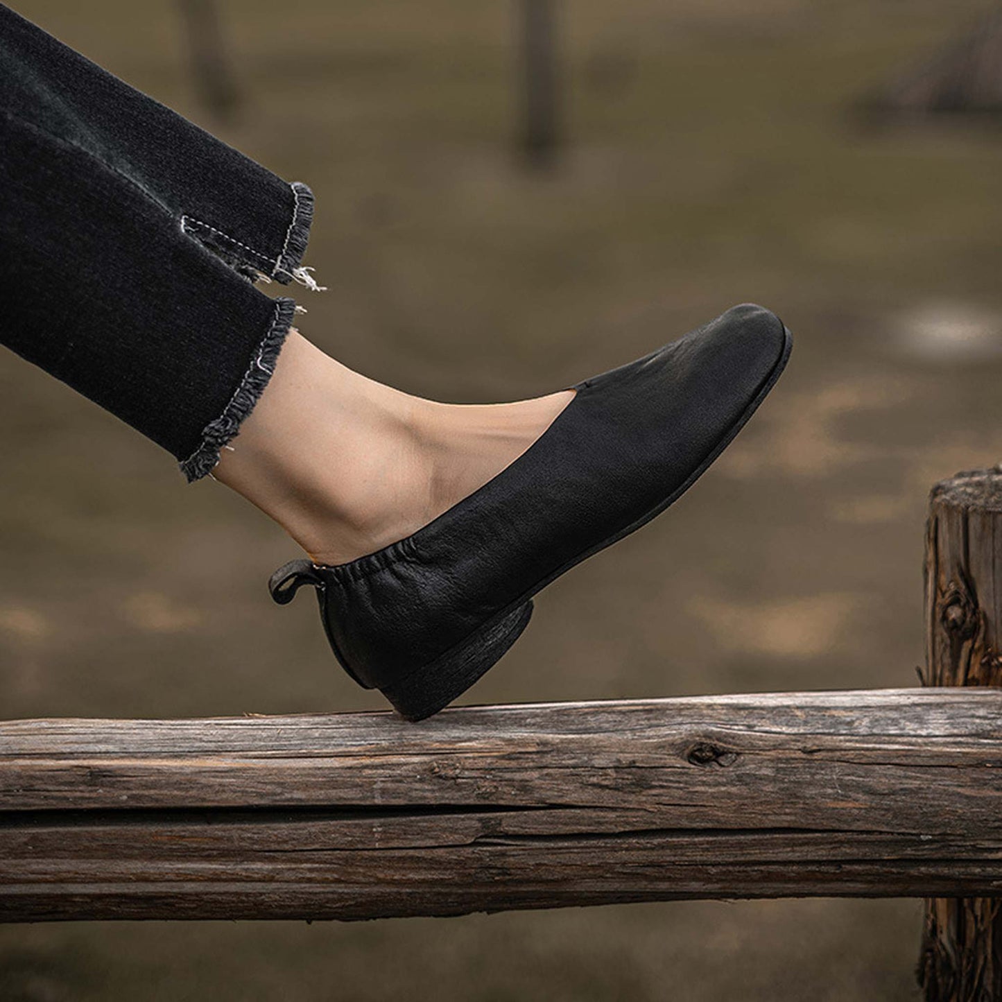soft washed horse leather vintage round toe low heel fl 12