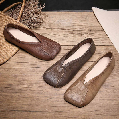 square toe low chunky heel comfort flats for spring in  01
