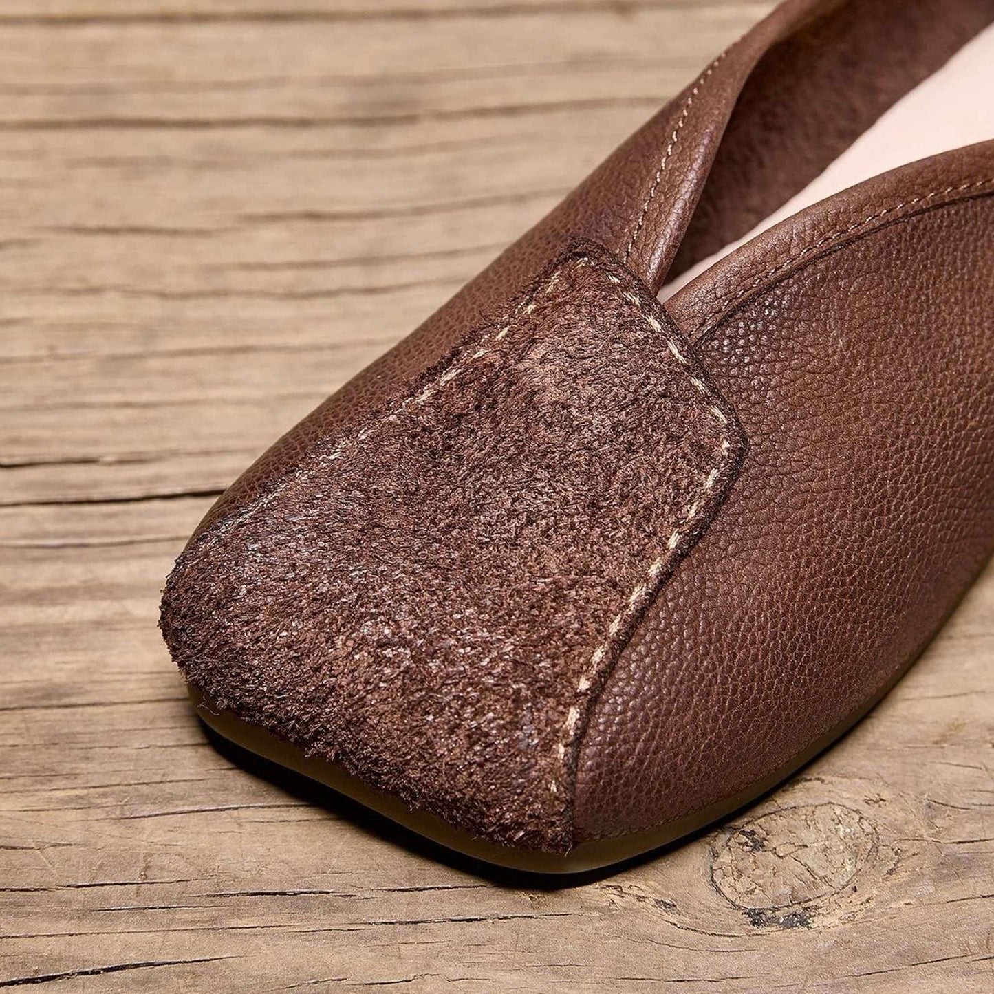 square toe low chunky heel comfort flats for spring in  02