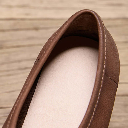 square toe low chunky heel comfort flats for spring in  03