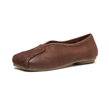 square toe low chunky heel comfort flats for spring in  05
