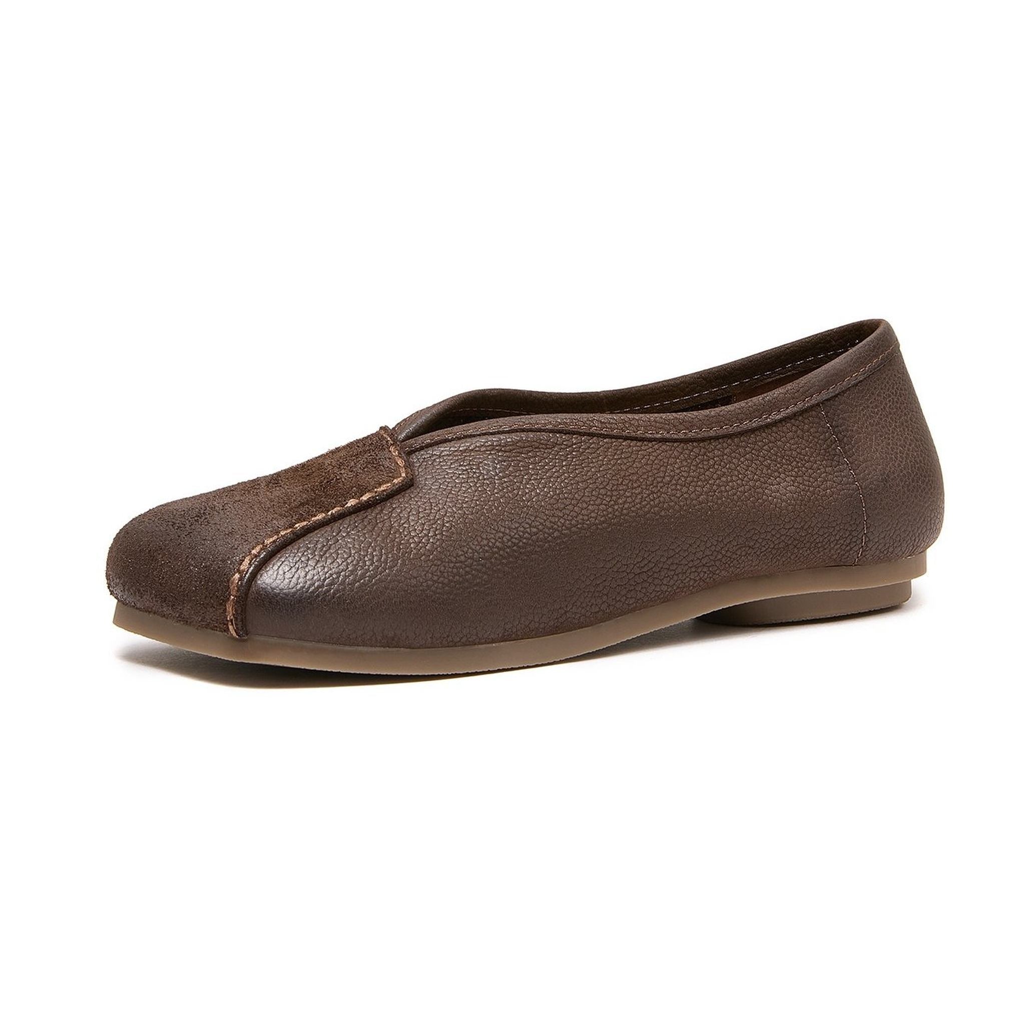 square toe low chunky heel comfort flats for spring in  07