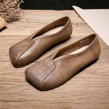 square toe low chunky heel comfort flats for spring in  10
