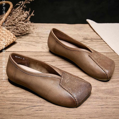square toe low chunky heel comfort flats for spring in  11