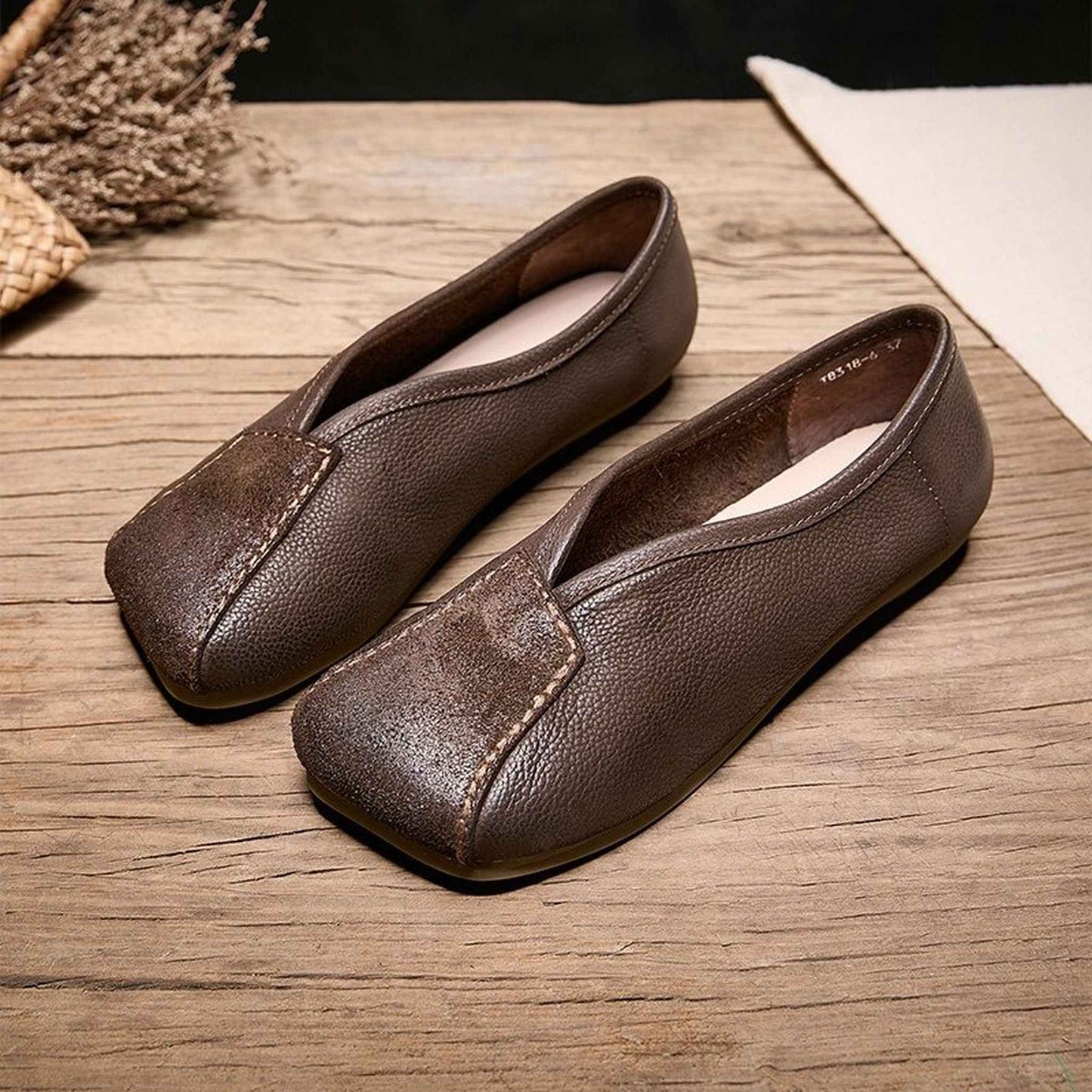 square toe low chunky heel comfort flats for spring in  12