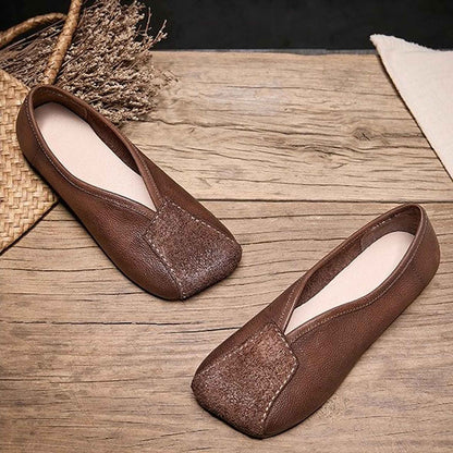square toe low chunky heel comfort flats for spring in  14