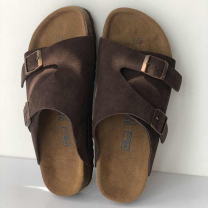 thick bottom double buckle cork sandal slippers for sum 02