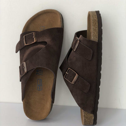 thick bottom double buckle cork sandal slippers for sum 03