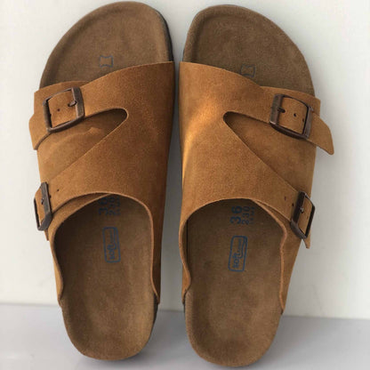 thick bottom double buckle cork sandal slippers for sum 09