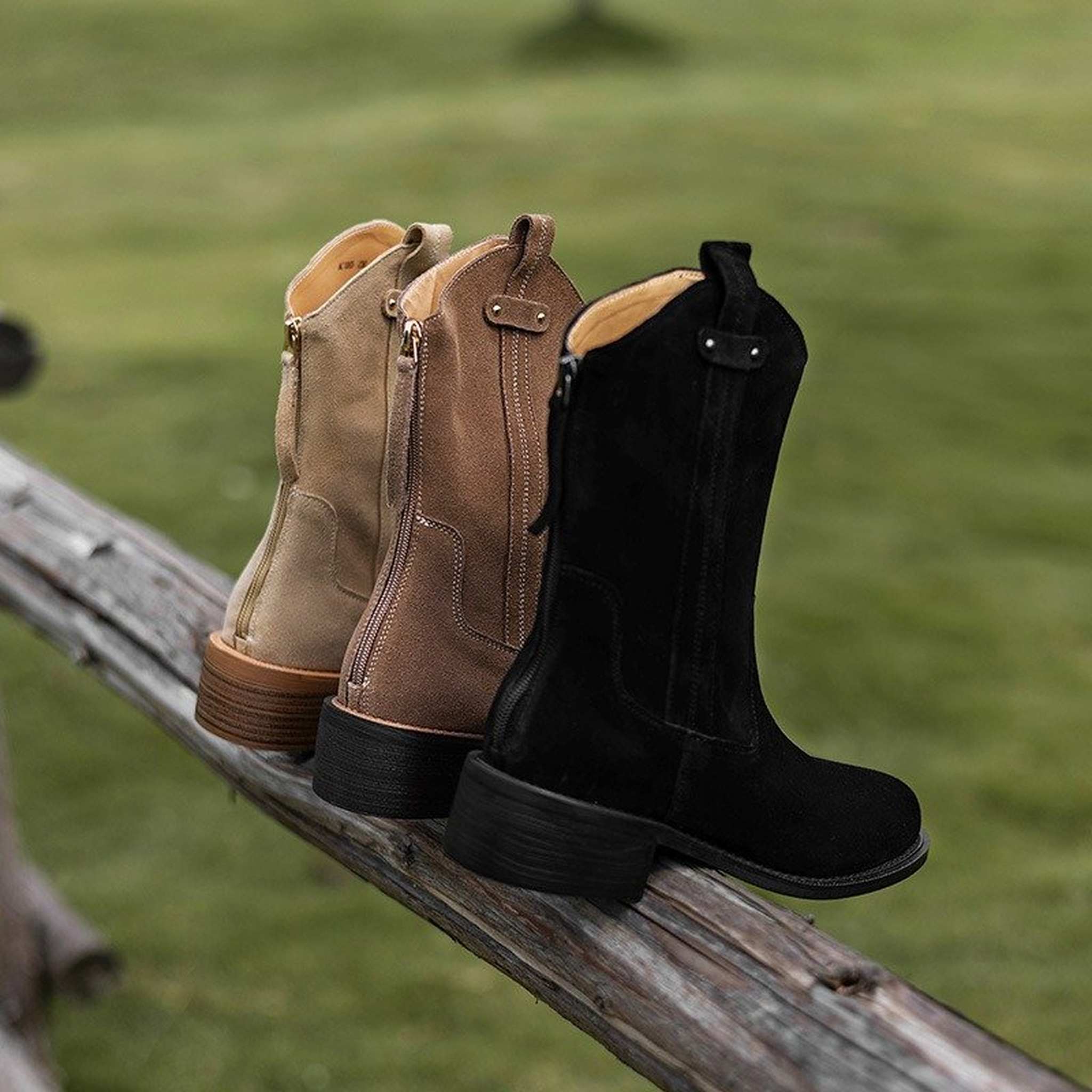 thick heel western cowboy short boots for autumn in bla 03