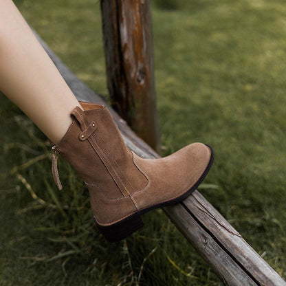 thick heel western cowboy short boots for autumn in bla 06