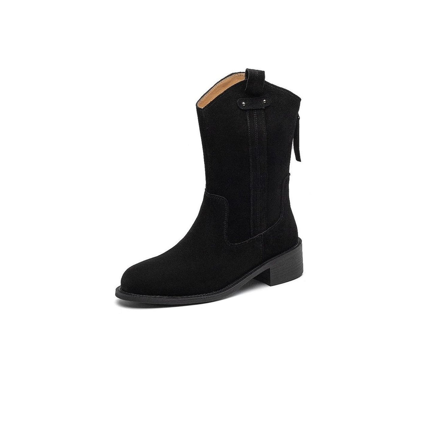 thick heel western cowboy short boots for autumn in bla 07