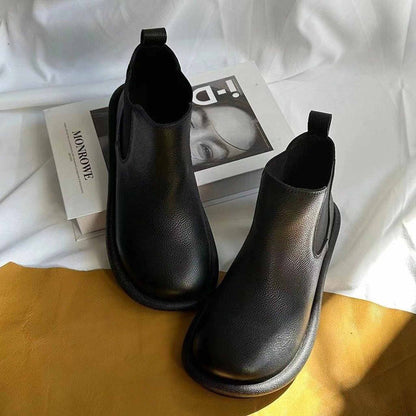 vintage full grain leather ankle boots in black brown 02