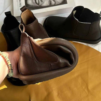 vintage full grain leather ankle boots in black brown 03