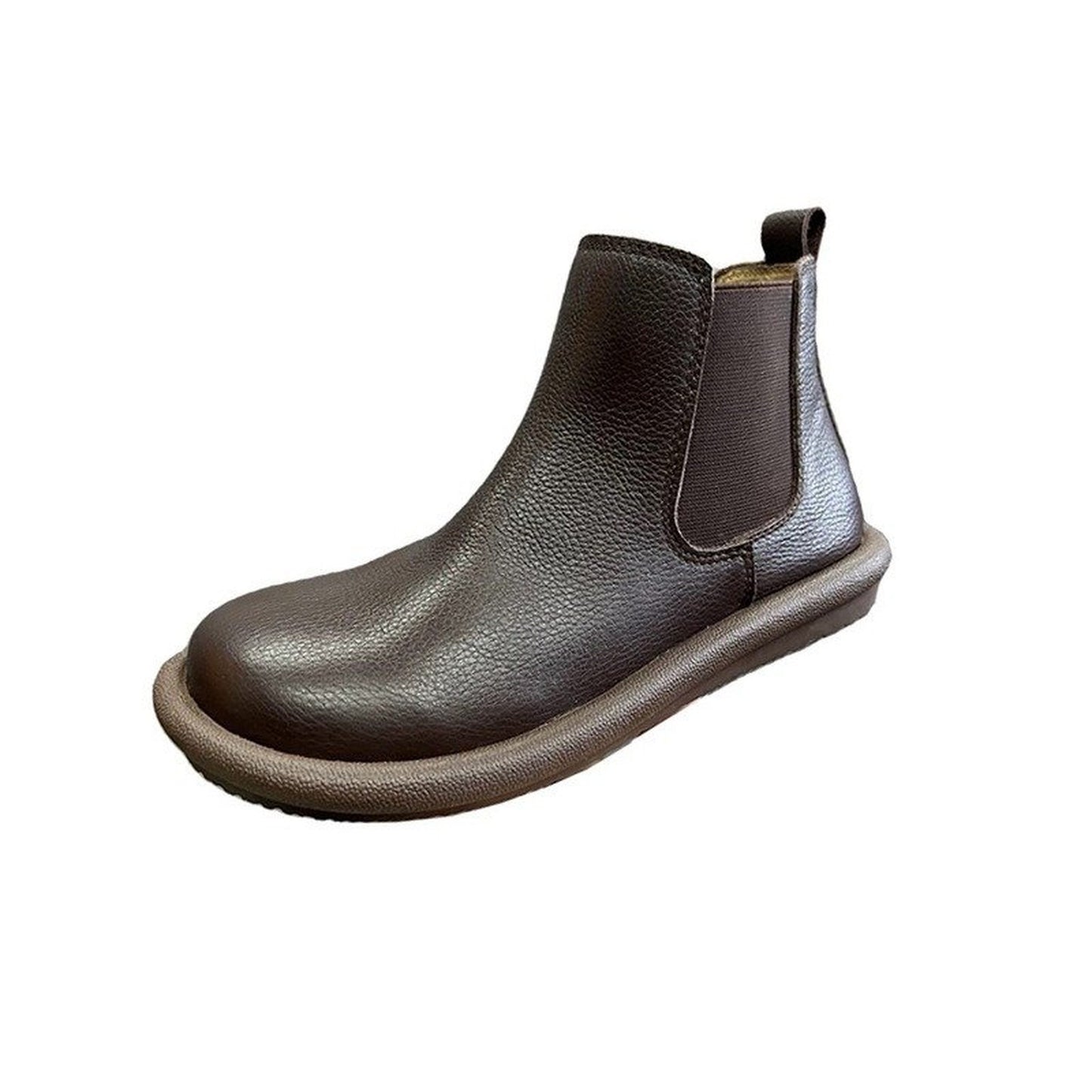 vintage full grain leather ankle boots in black brown 04